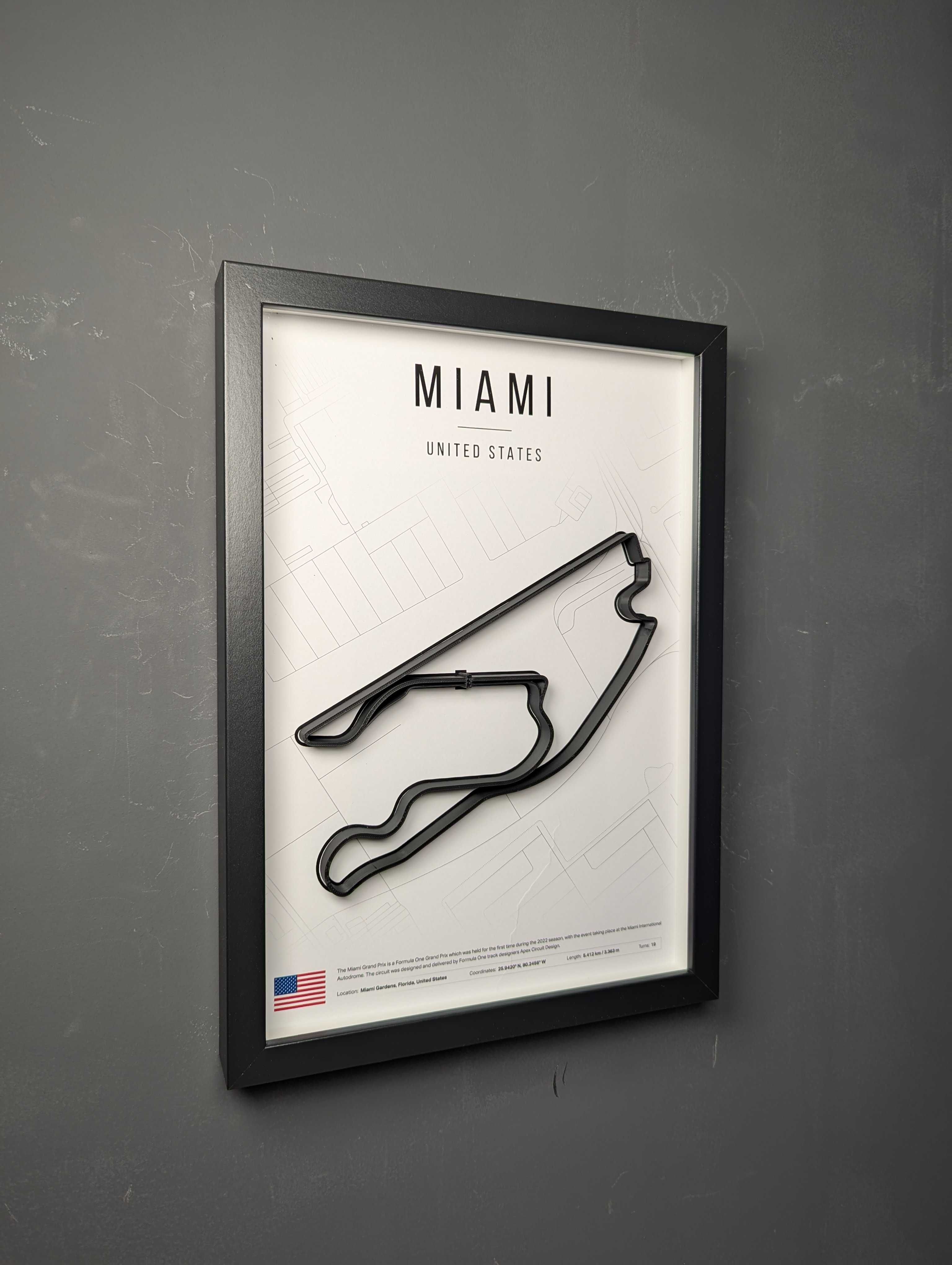 Об'ємна Рамка з 3D Трасою MIAMI Circuit Маямі 32x23x3 F1 USA GP