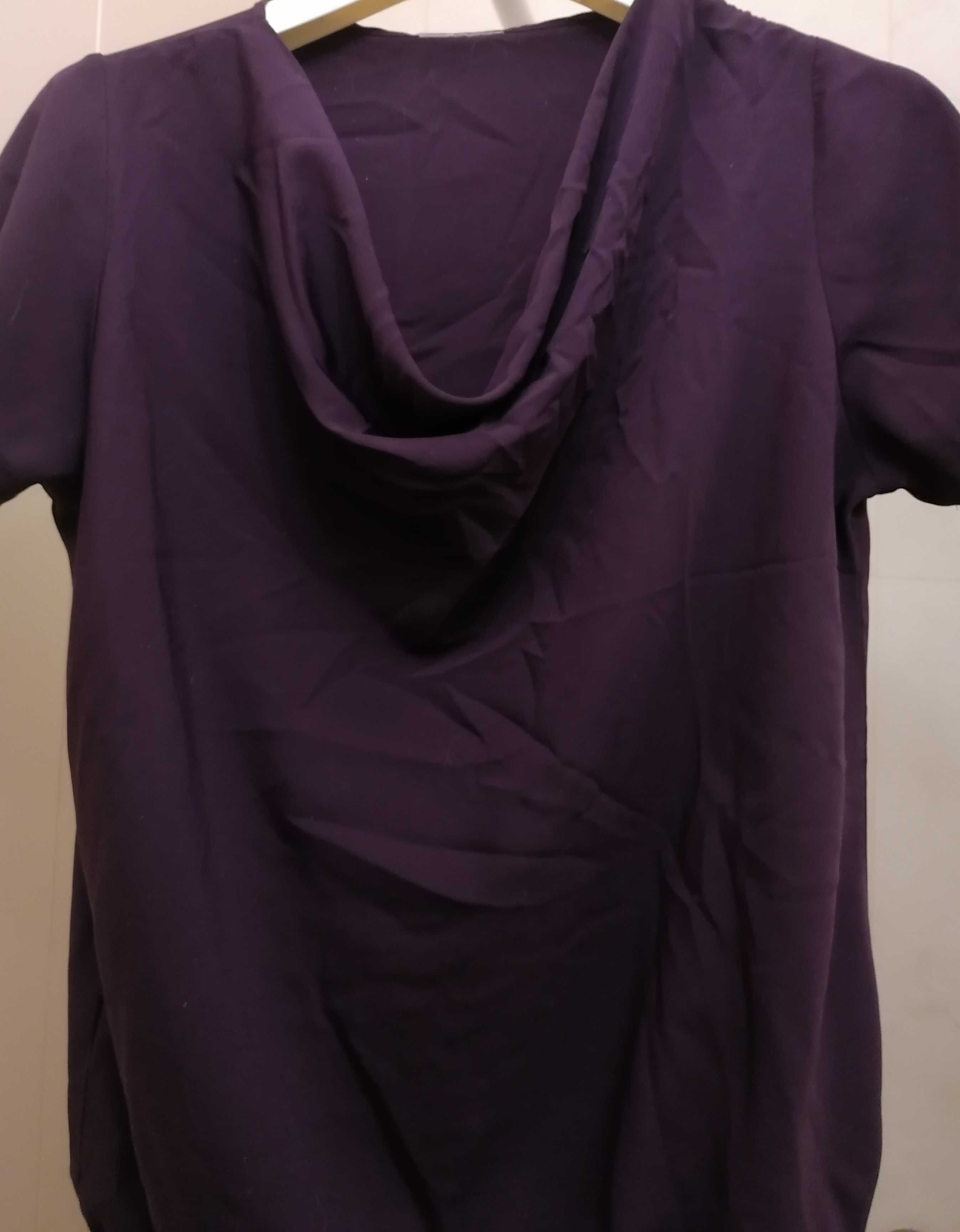 Bluzka z krótkim rękawem w kolorze bakłażana