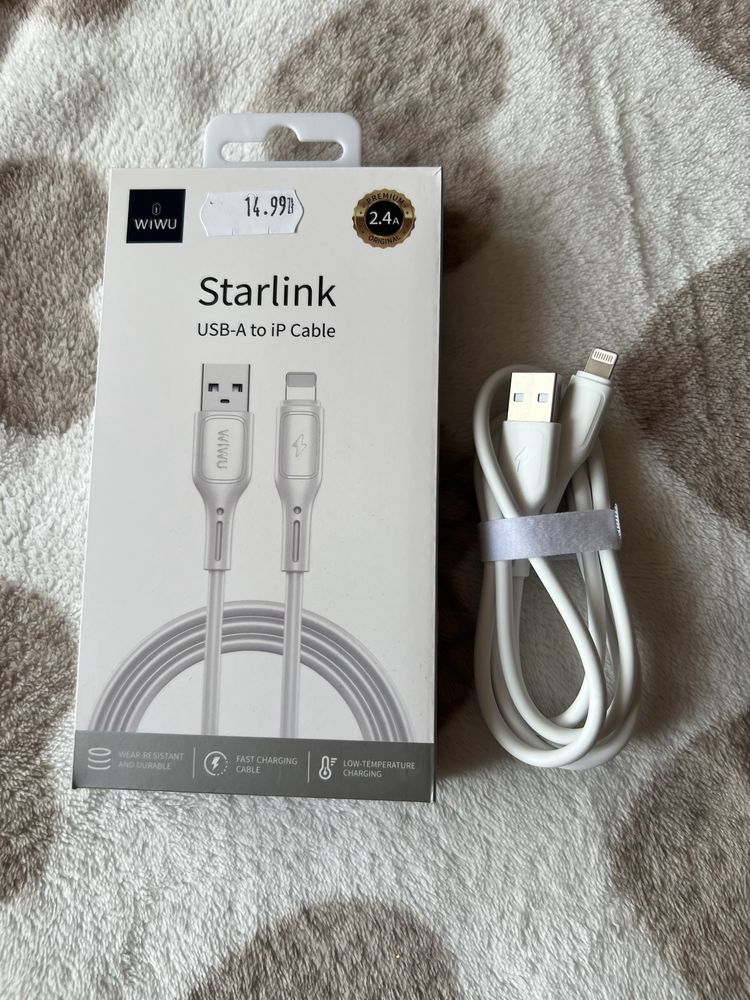 Kabel USB - lightning 2,4A starlink biały