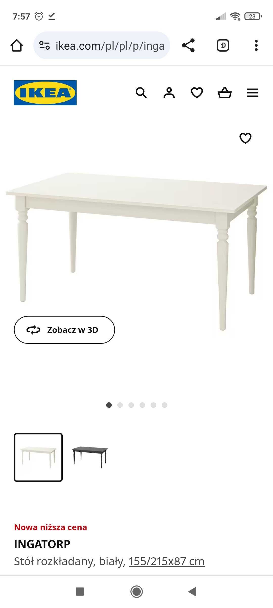 Stół biały Ikea INGATORP duży rozsuwany  boho