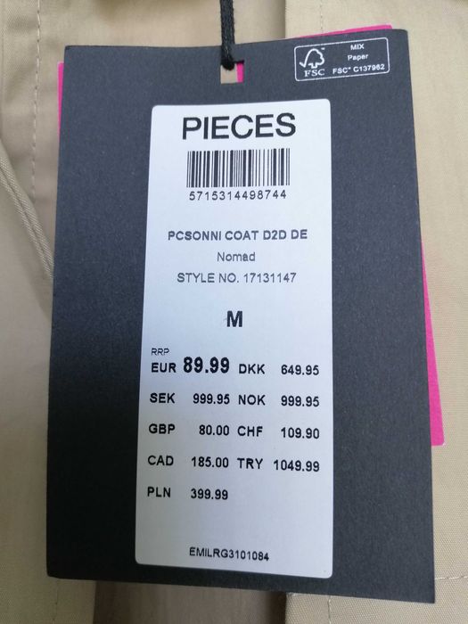 Тренч, плащ бренду Pieces. Оригінал. Розмір M