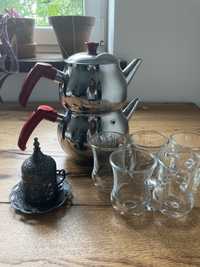 Zestaw do parzenia herbaty - dwa czajniczki i 6 szklanek