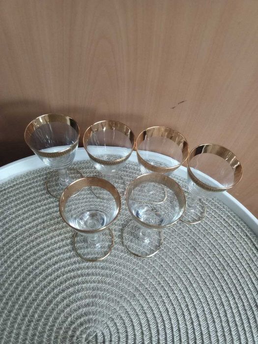 Рюмки на ножке с позолотой, Богемия Bohemia 6 шт (20 мл)