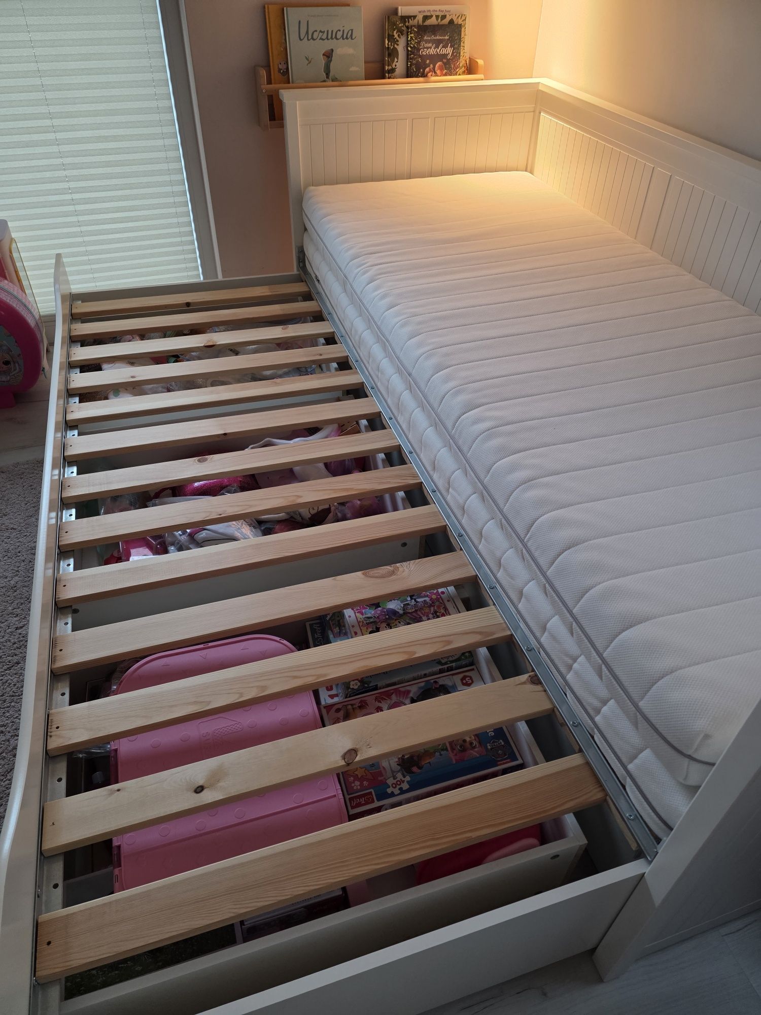 IKEA HEMNES Łóżko rozkładane + 2 materace Malfors