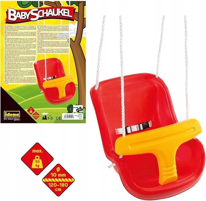 Idena 40191 Huśtawka Plastikowa Z Pasami Czerwona