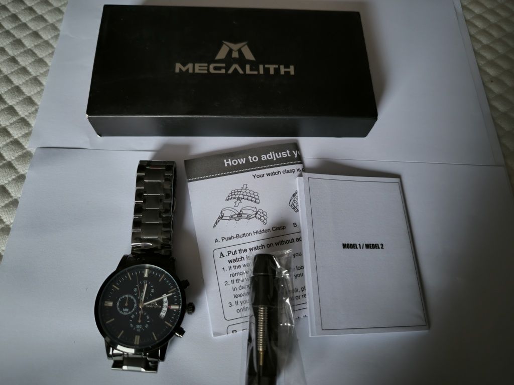 Megalith zegarek Chronograf Stal Japan movt  Wodoodporny męski