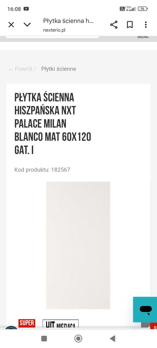 Płytka gres Milan Palace hiszpańska 120x60