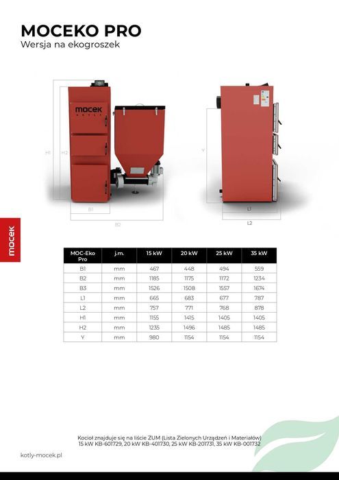 Kocioł węgiel pellet drewno piec Moceko PRO 15kW dotacje OD RĘKI ZUM