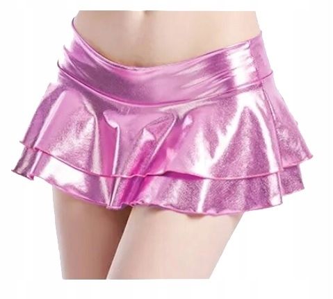 sexy różowa plisowana mini spódniczka vinyl l