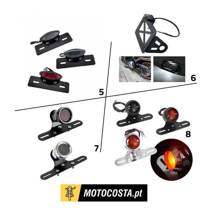 Farolins Traseiros - Suporte Matrícula e Piscas - MOTOCOSTA