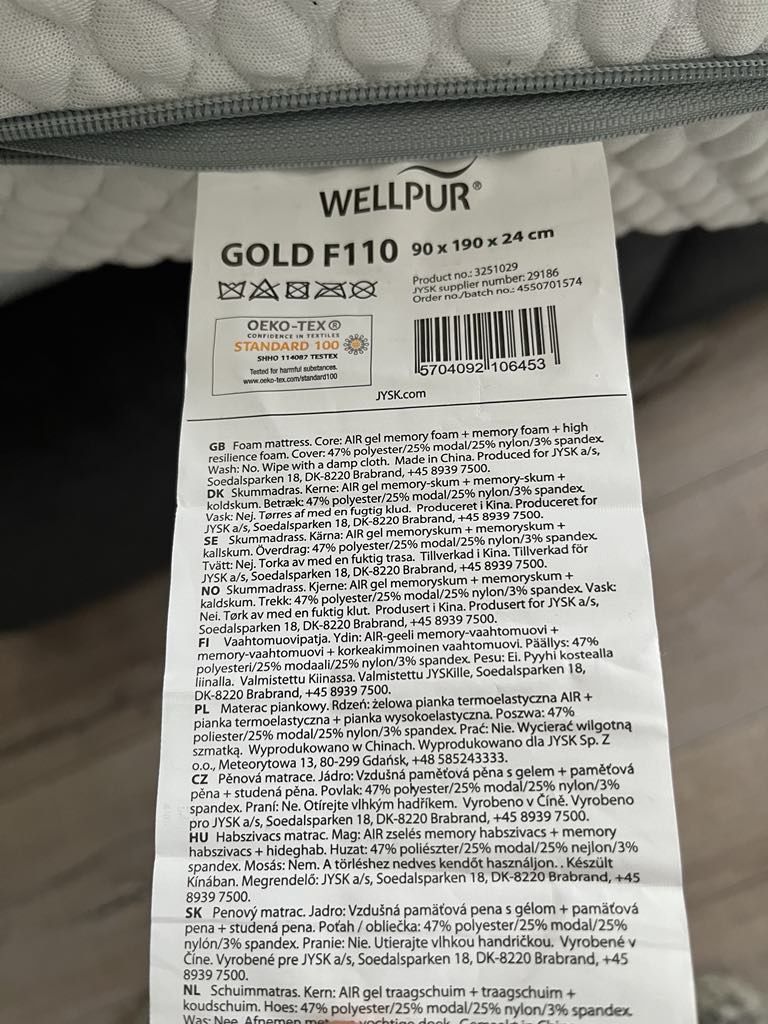 Materac wellpur gold 90x200x24 cm