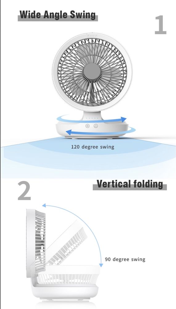Настільний вентилятор міні-вентилятор на акумуляторі 4000 мАч