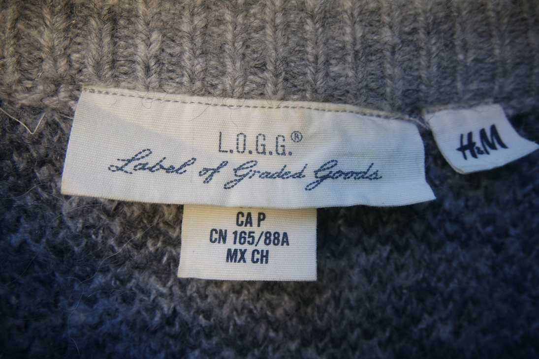 L.O.G.G. H&M sweter szary norweski wzór oversize wełna alpaka S/M