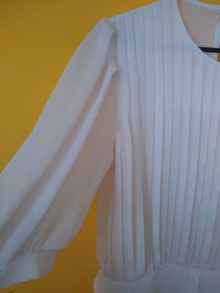 Koszula plisowana elegancka biała S
