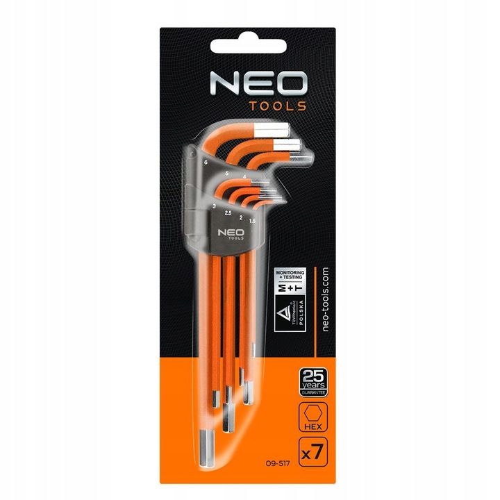 Neo Klucze Sześciokątne Imbusowe 1.5-6 Mm Zestaw Imbusy Zestaw 7 Szt D