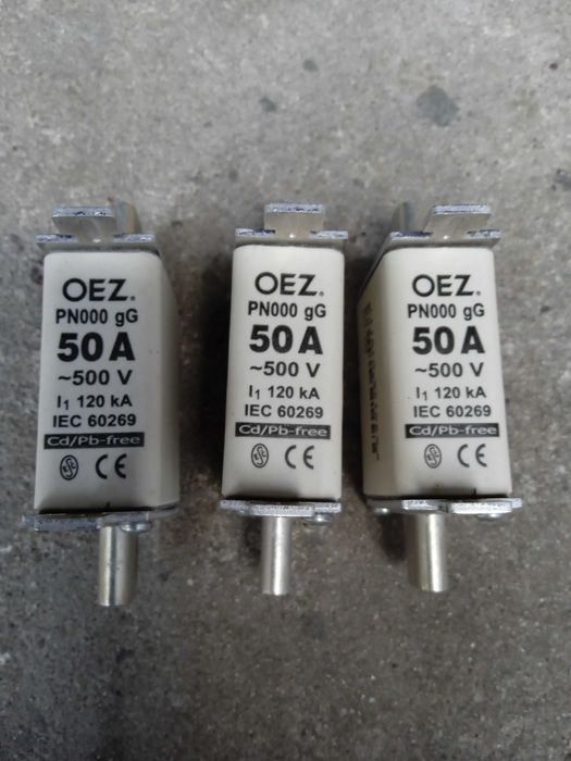 Wkładki bezpiecznikowe do zabezpieczenia pieca elektrycznego  50A