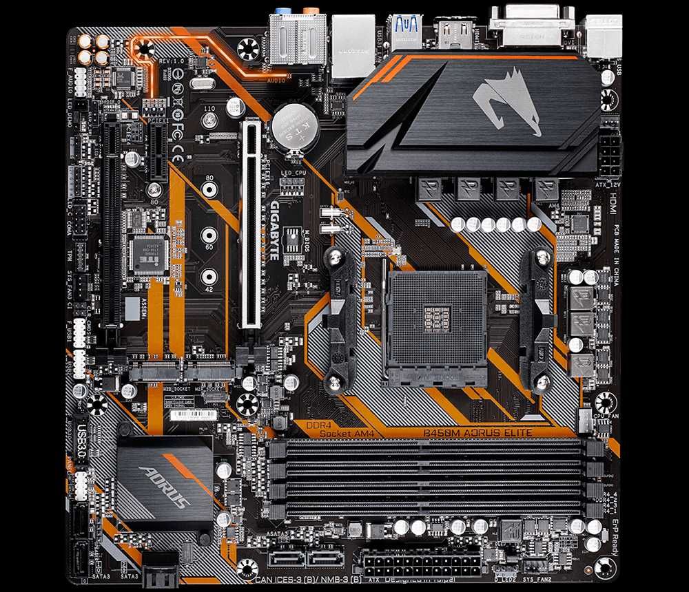 Материнська плата Aorus elite B450m