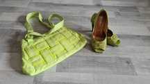 Zielony zestaw torebka buty 36