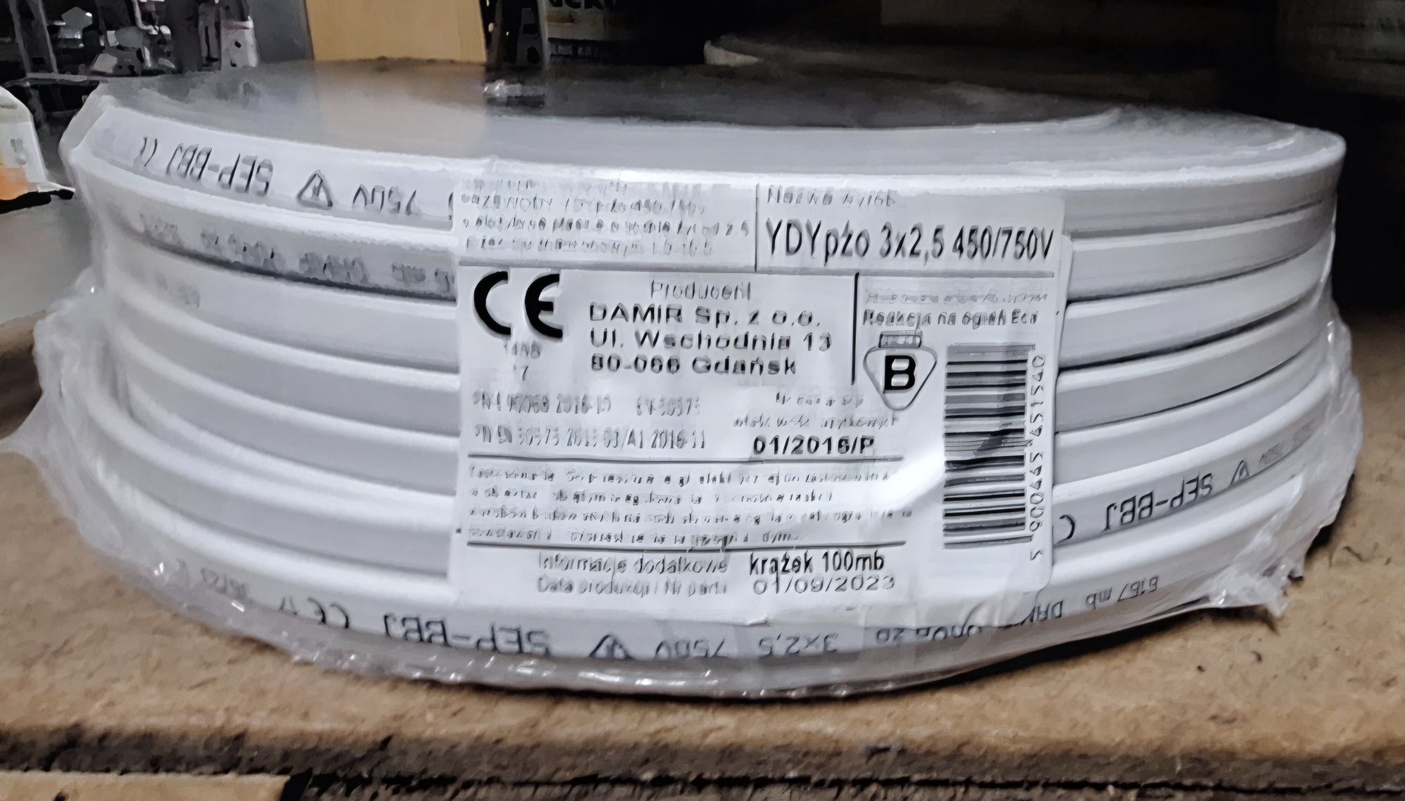 Przewód elektryczny 3x2,5 mm2 kabel płaski