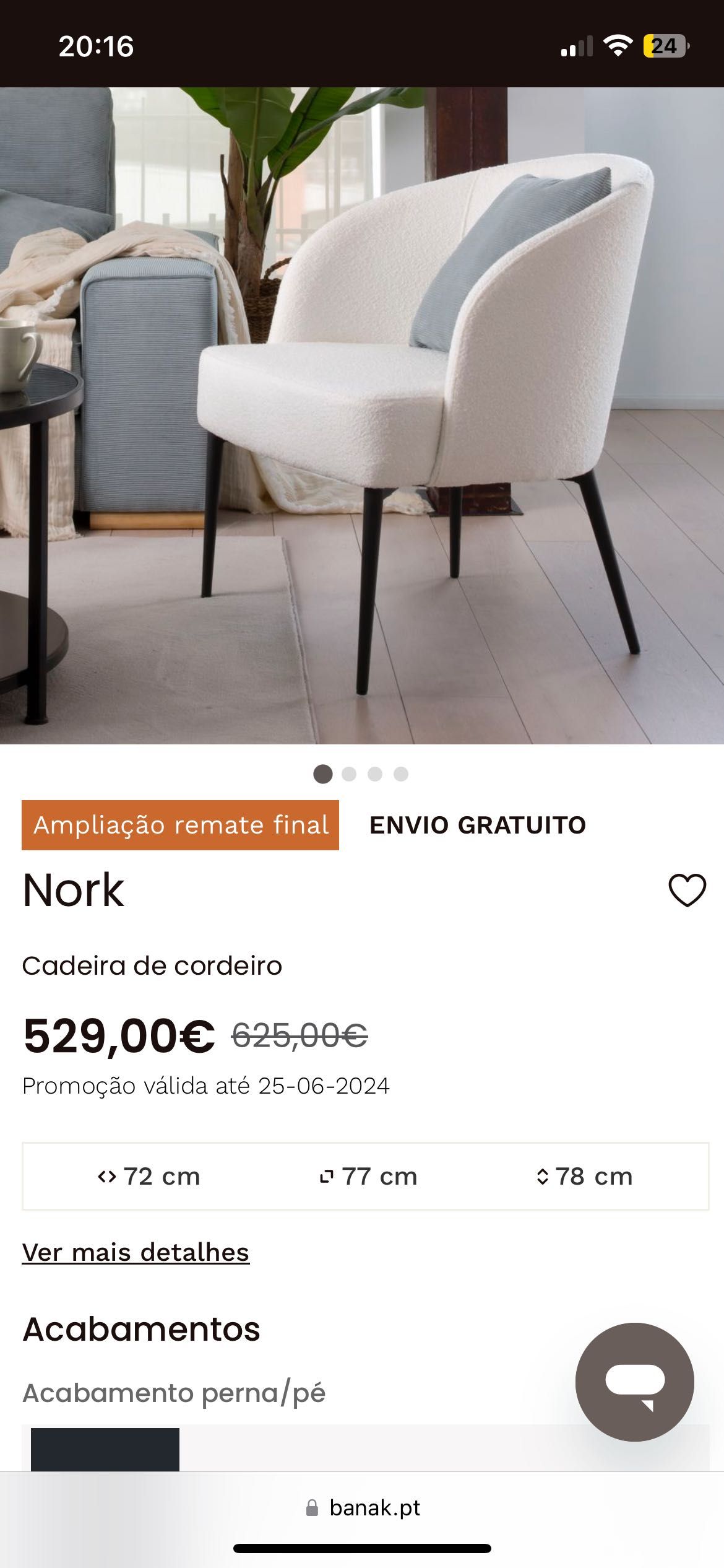 Cadeirão de cordeiro/bouclé Banak