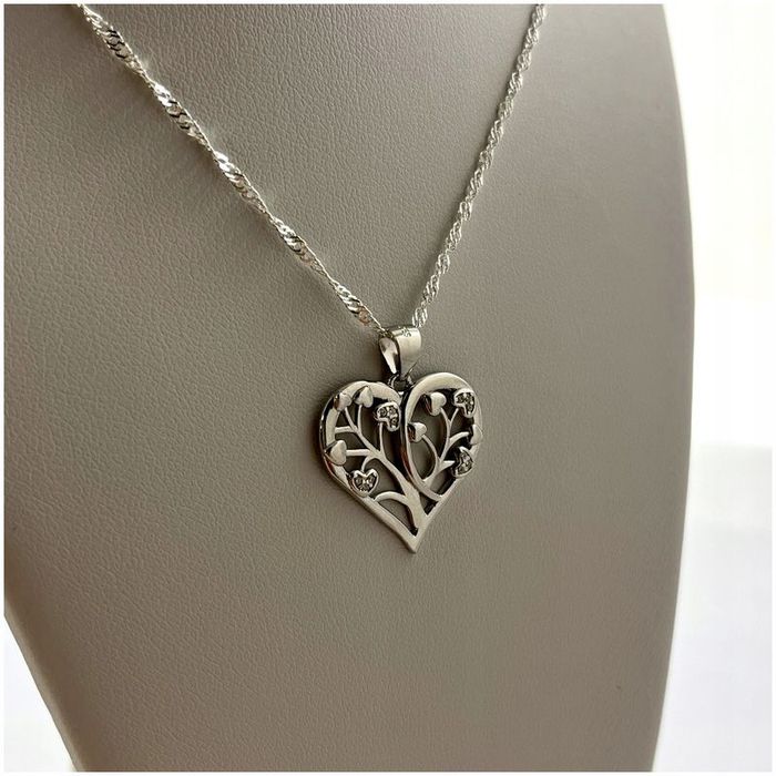 Srebrny Naszyjnik Serce 925 Prezent Dla Dziewczynki Komunia Chrzest Ro
