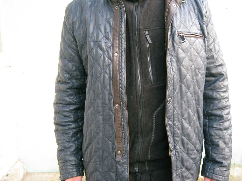 Куртка мужская натуральная кожа размер 60, синяя
