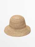 Massimo Dutti Kapelusz  z rafii Naturalny beżowy Bucket