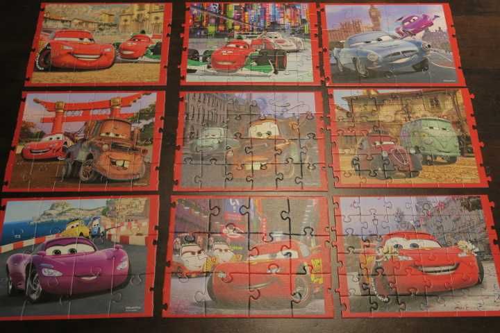 Puzzle Cars 9 obrazków (3x 12 el.; 3 x 24 el.; 3x 36 el.)