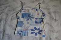 Bluzka na ramiączkach kwiatki serca biała niebieska 13 lat vintage:)