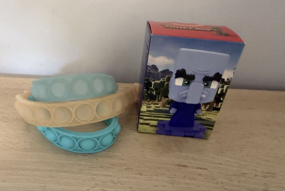 3 opaski opaska popit pop it bransoletka  gratis figurka minecra