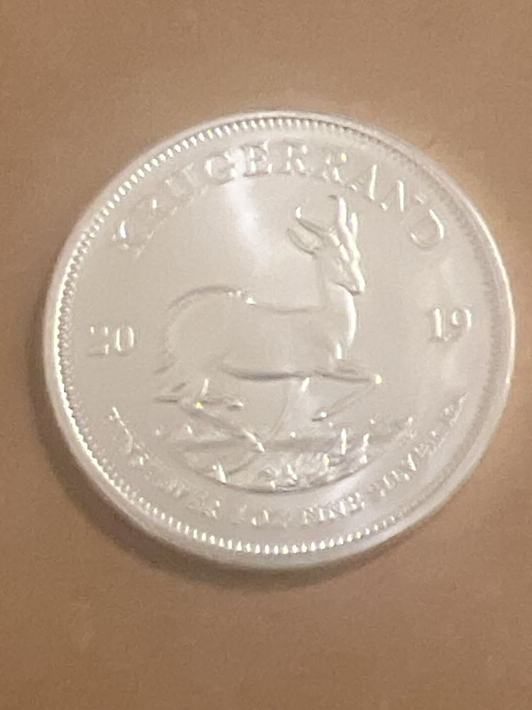 Moedas de prata pura. 1 onça KRUGERRAND.