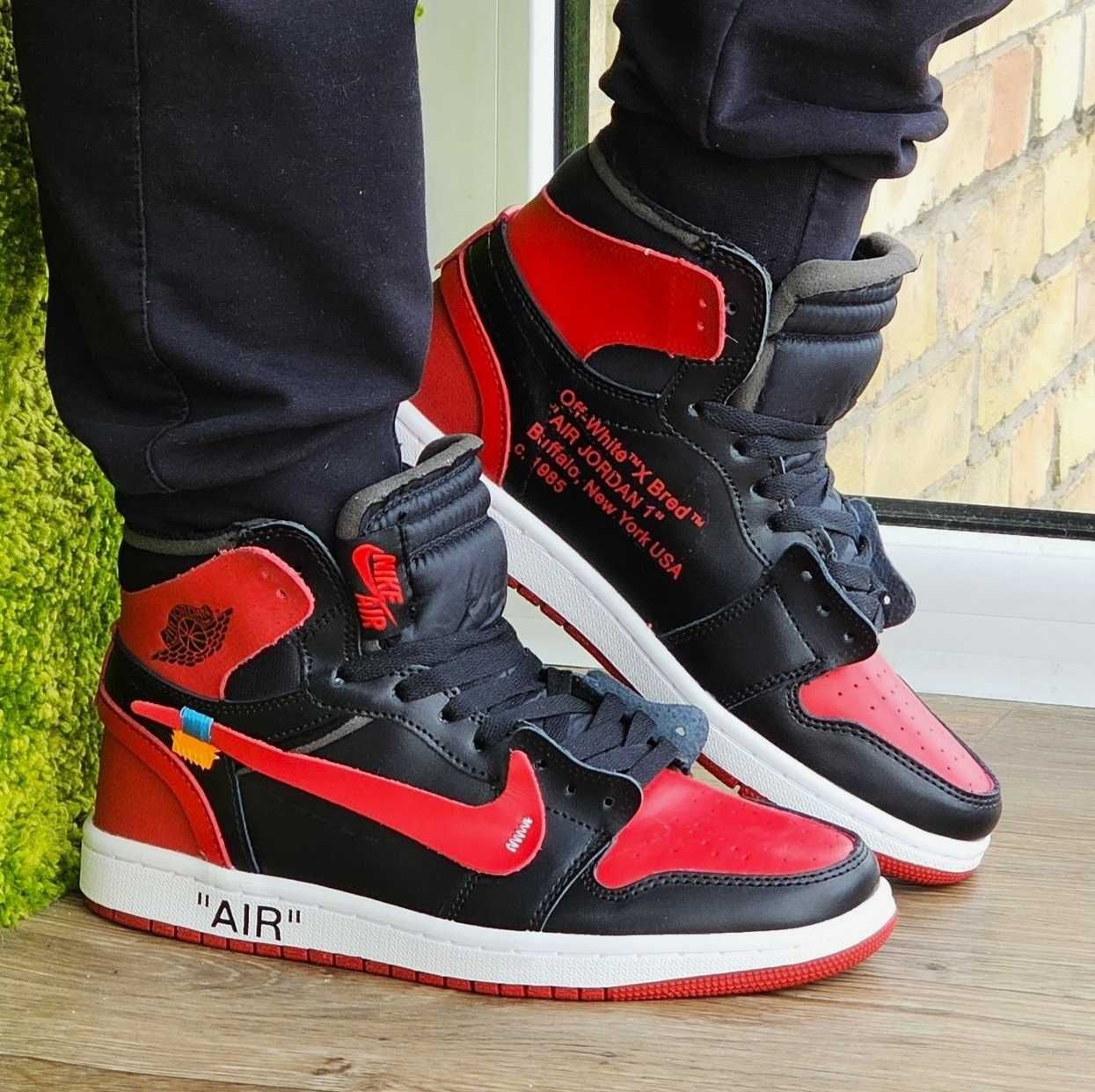 Кроссовки Найк Мужские Jordan Красные Черные Джорданы Высокие Nike