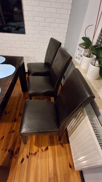 6 szt. Krzesło krzesła skóra brązowe wysokie