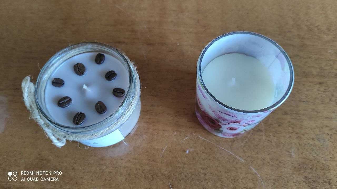 Свечи парафиновые ароматические в стекле: «Кофе» и «Роза»