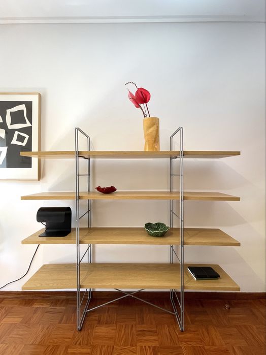 Vintage IKEA Enetri Bookcase 1990 - Metal & Wood Shelf