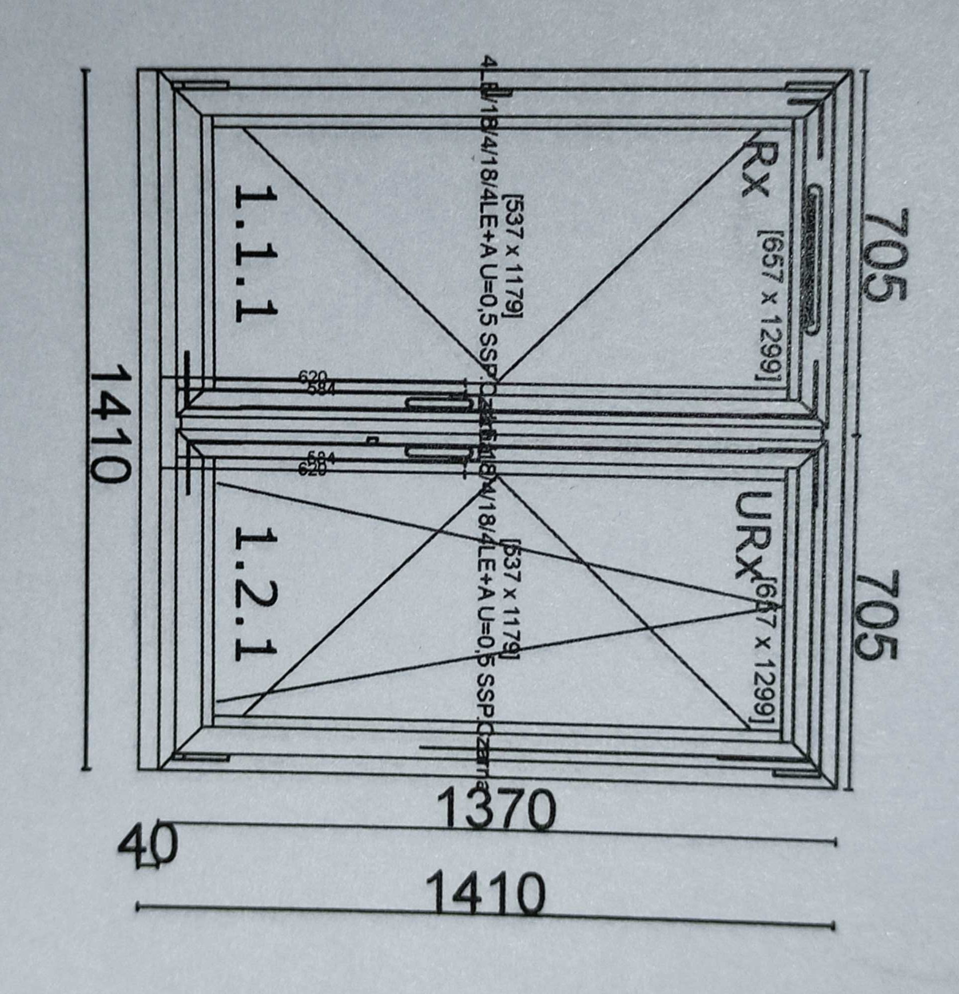 Okno podwójne trzyszybowe 1410 x 1410 - System eXtremo Elegante