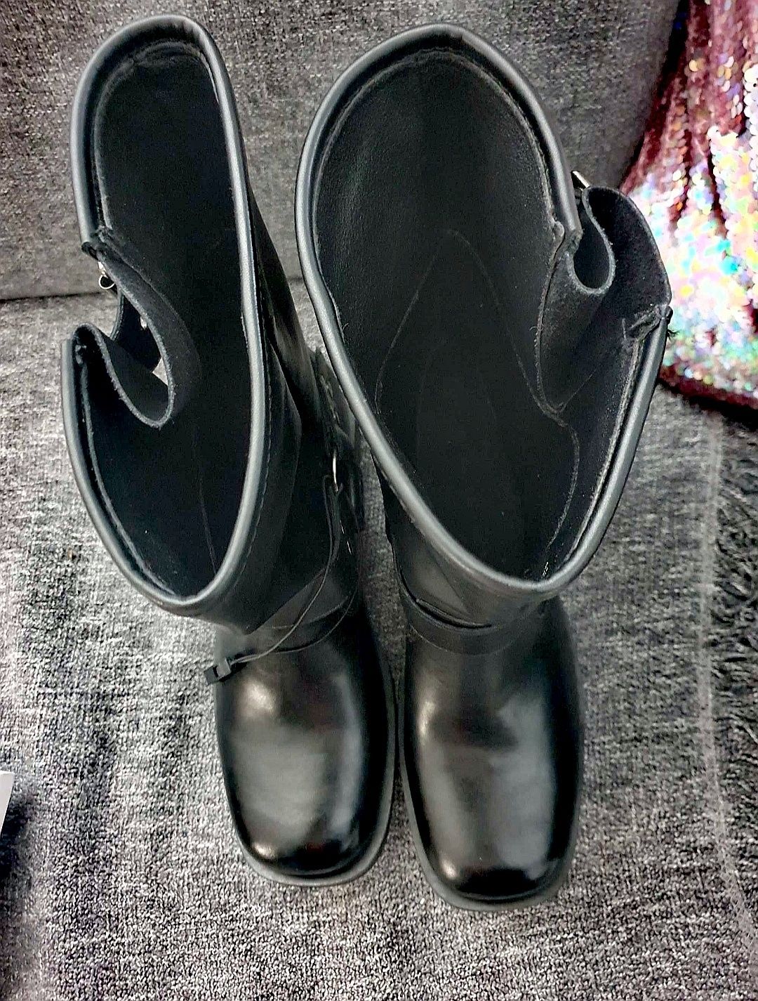 SKÓRZANE! buty Kozaki Botki Bikery SKÓRA NATURALNA! Reserved Premium