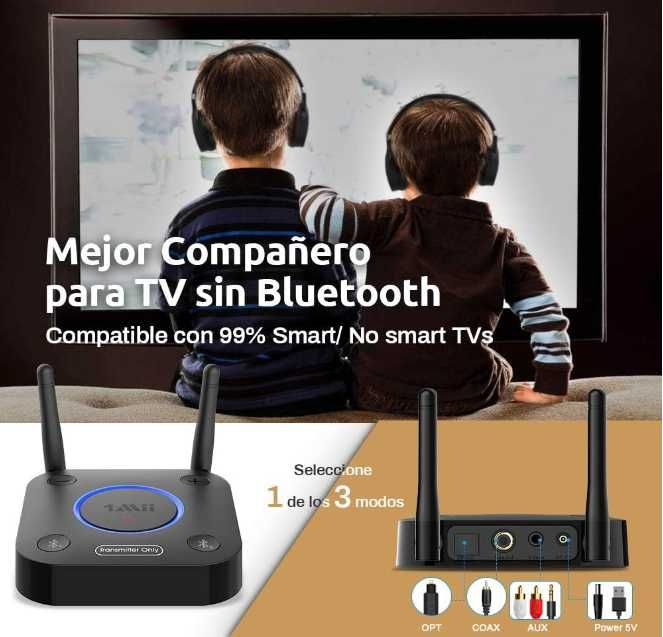 Nadajnik 1Mii Bluetooth 5.0 do telewizora na 2 słuchawki Bluetooth