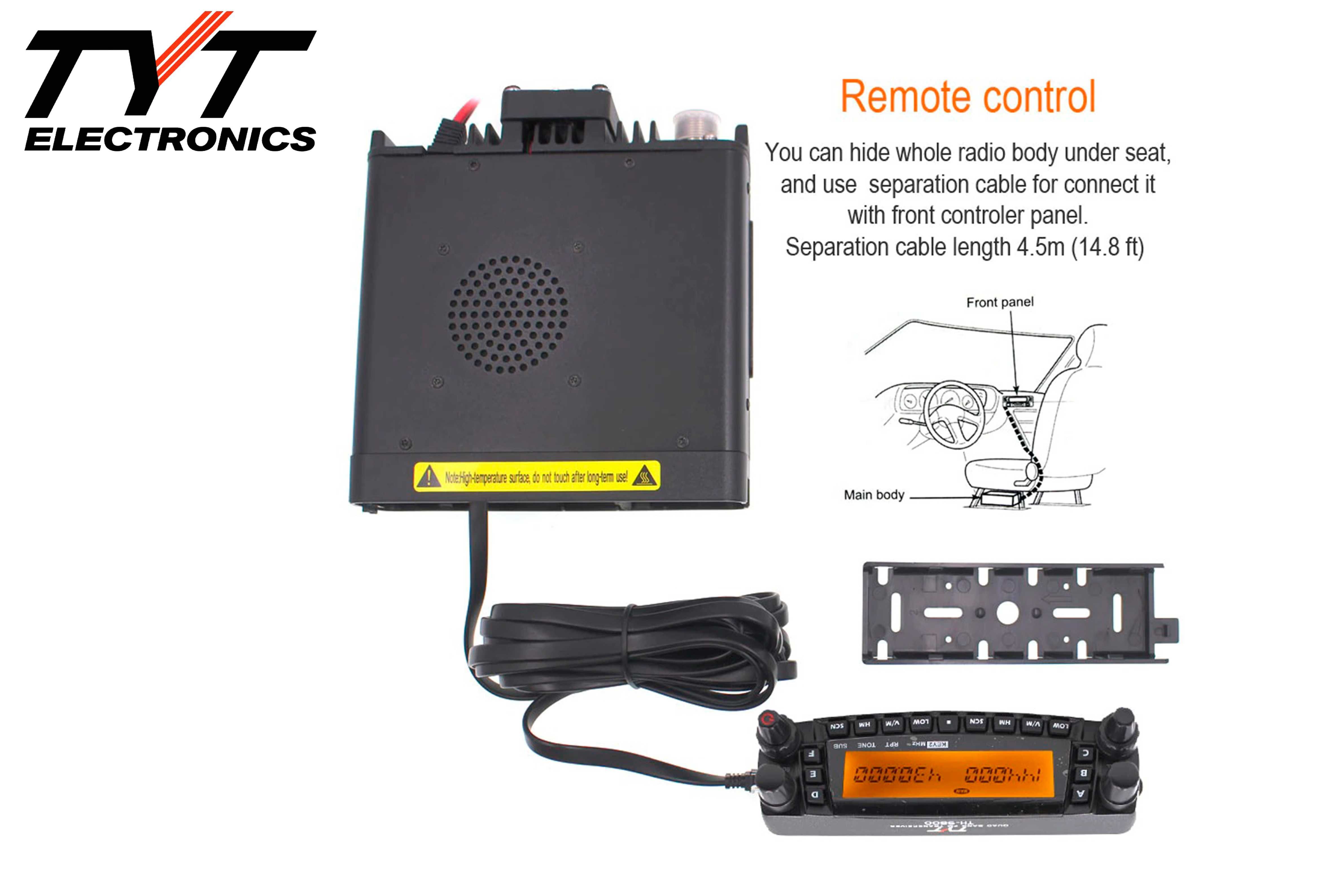 Rádio móvel Quad Band CB, VHF e UHF de 50wats