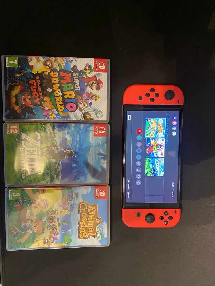 Nintendo Switch OLED - Mario Red Edition+3 gry +capture card GWARANCJA