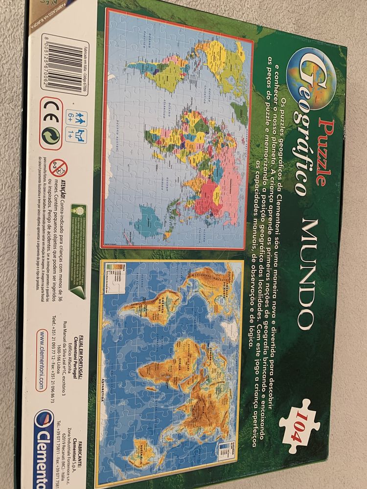 Puzzle Geográfico do Mundo 104 Peças