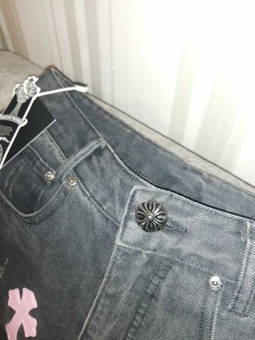 Джинси чоловічі (на підлітка) CHROME HEARTS Black / Pink