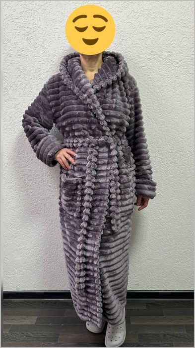 Теплий халат "Шарпей" з подвійним капюшоном