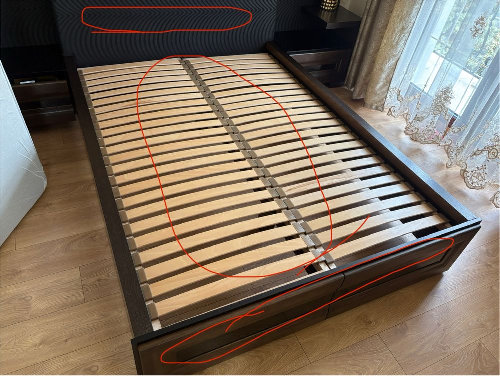 Elementy łóżka dębowego 140 x 200 cm Mebin Corino