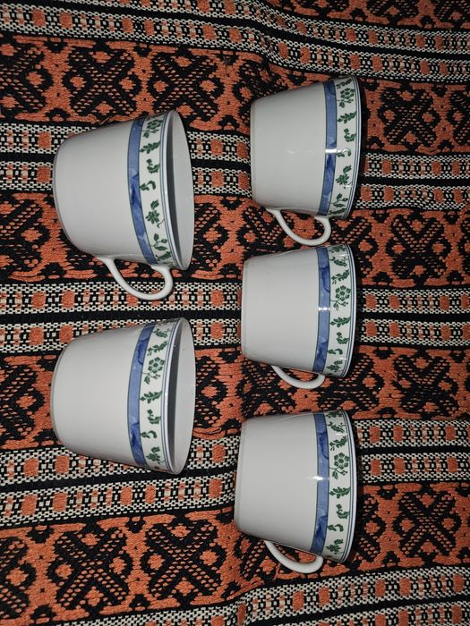 Zestaw 5 szt filiżanek dużych zestaw kubków dużych białe kubki listki