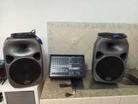 Sistema Som Colunas y Mesa Yamaha Amplificada y Tripés