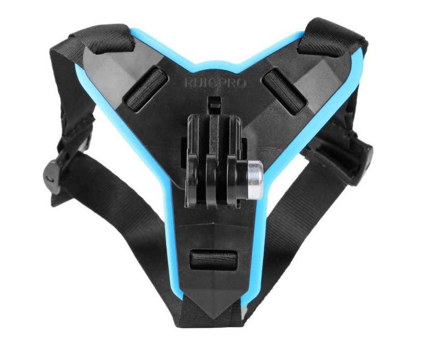 Acessório Gopro (NOVO) para capacete de mota em preto e em azul.
