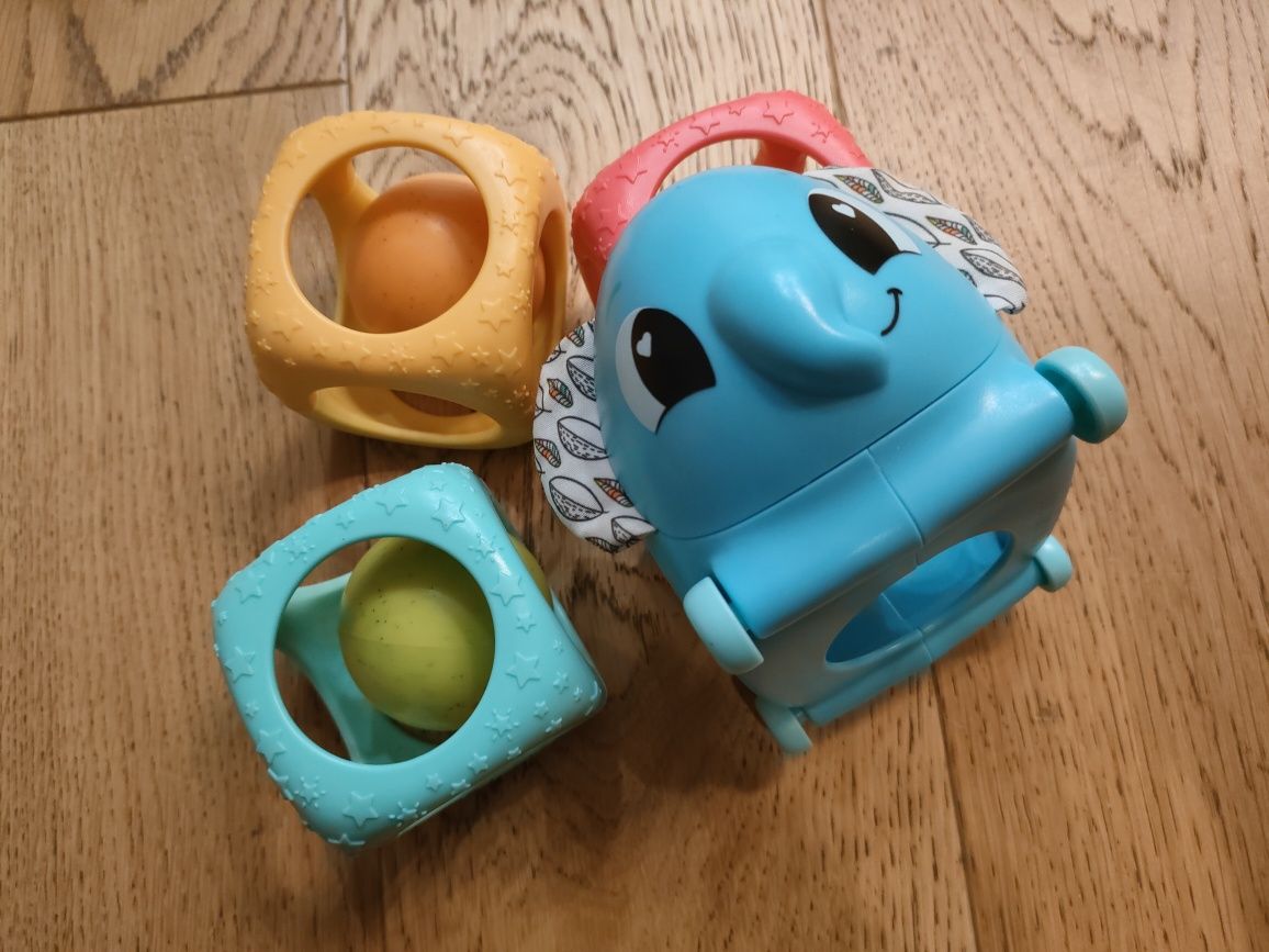 Gratisy + Słonik sensoryczny Tomy Lamaze klocki autko