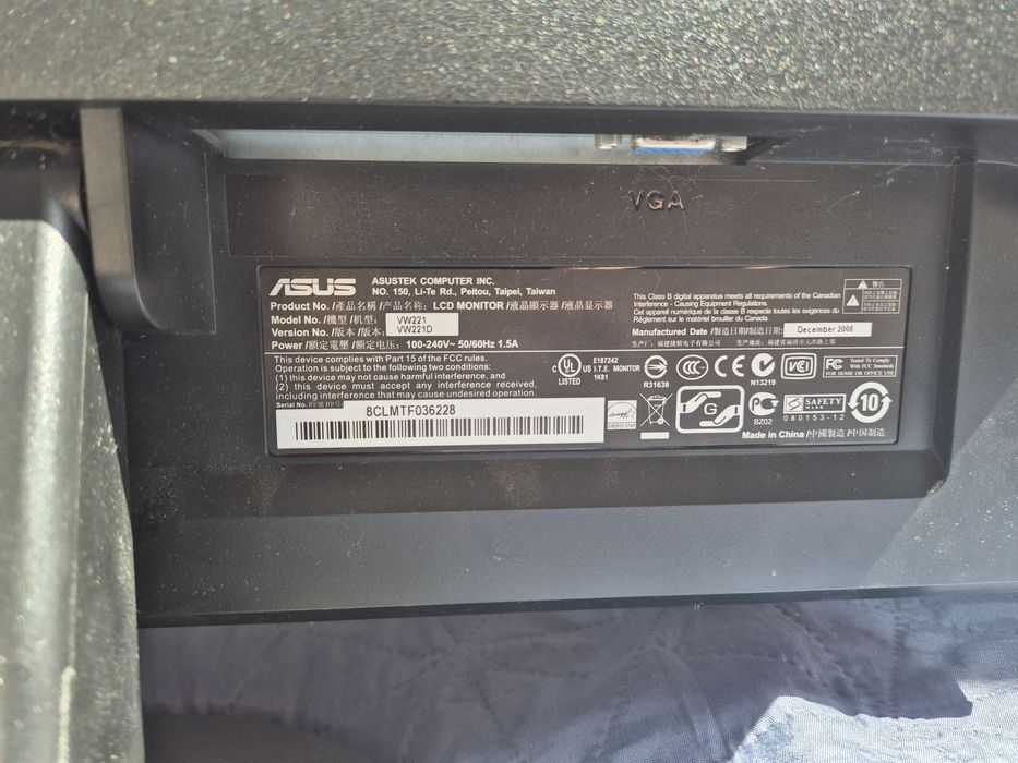 Monitor LCD ASUS model VW221/W2210.