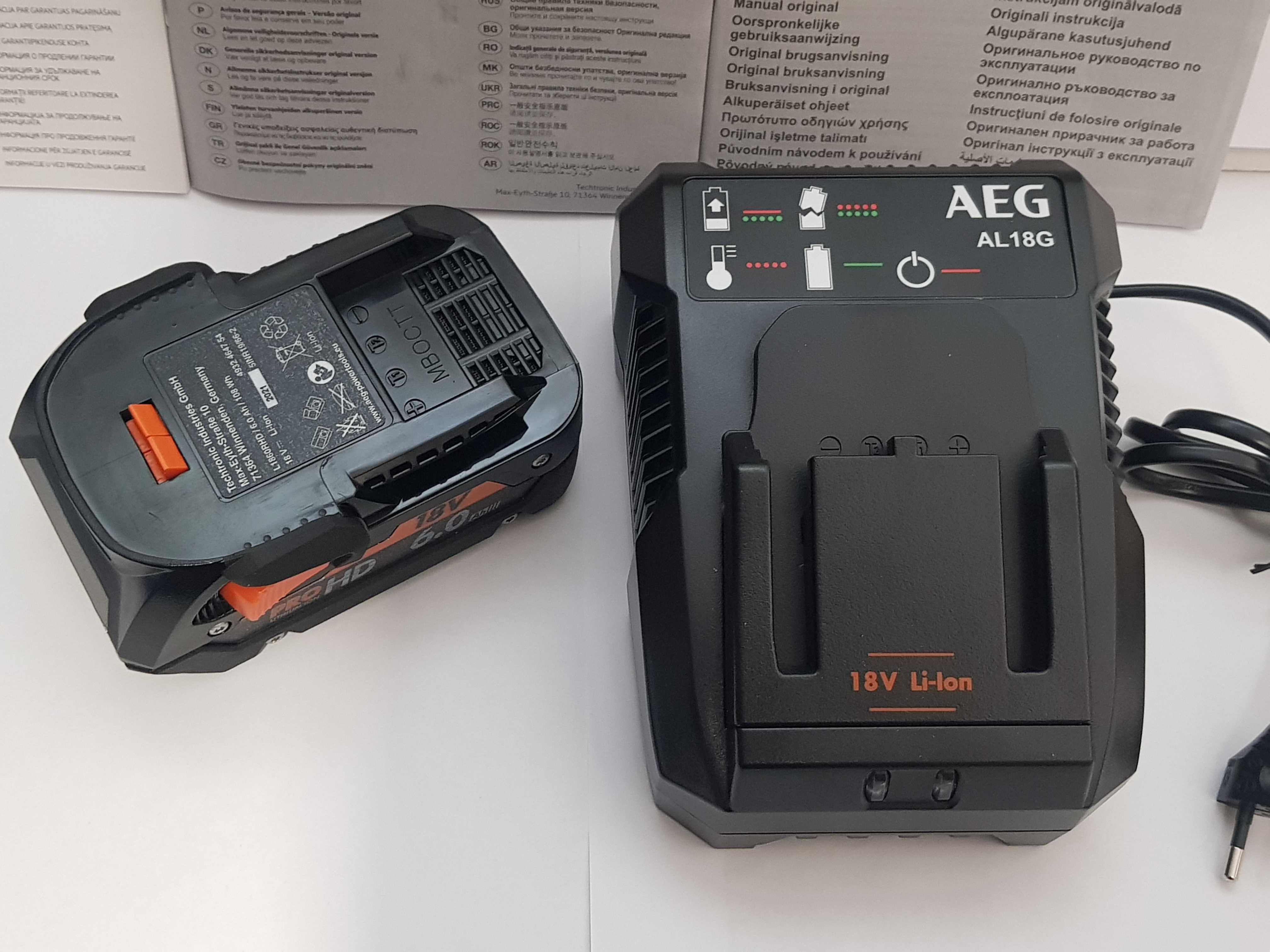 Zestaw AEG 18v 6Ah akumulator i ladowarka bateria ridgid Germany